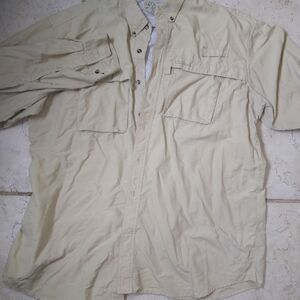 L.L. Bean Tropicwear Fishing Shirt Mens Tall ( XL)Tan Vented Roll Up Sleeve